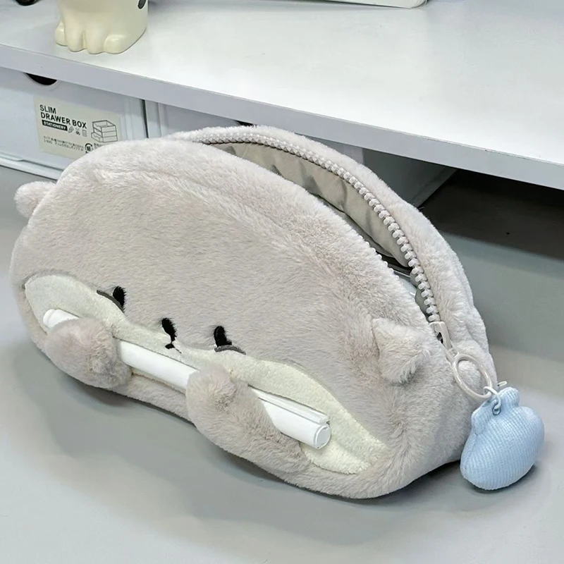 Cute Little Otter Penguin Plush Pen Bag Large Capacity Kawaii Pencil Case Stationery School Supplies Stationery Bag pencil cases pen storage bag stationery box