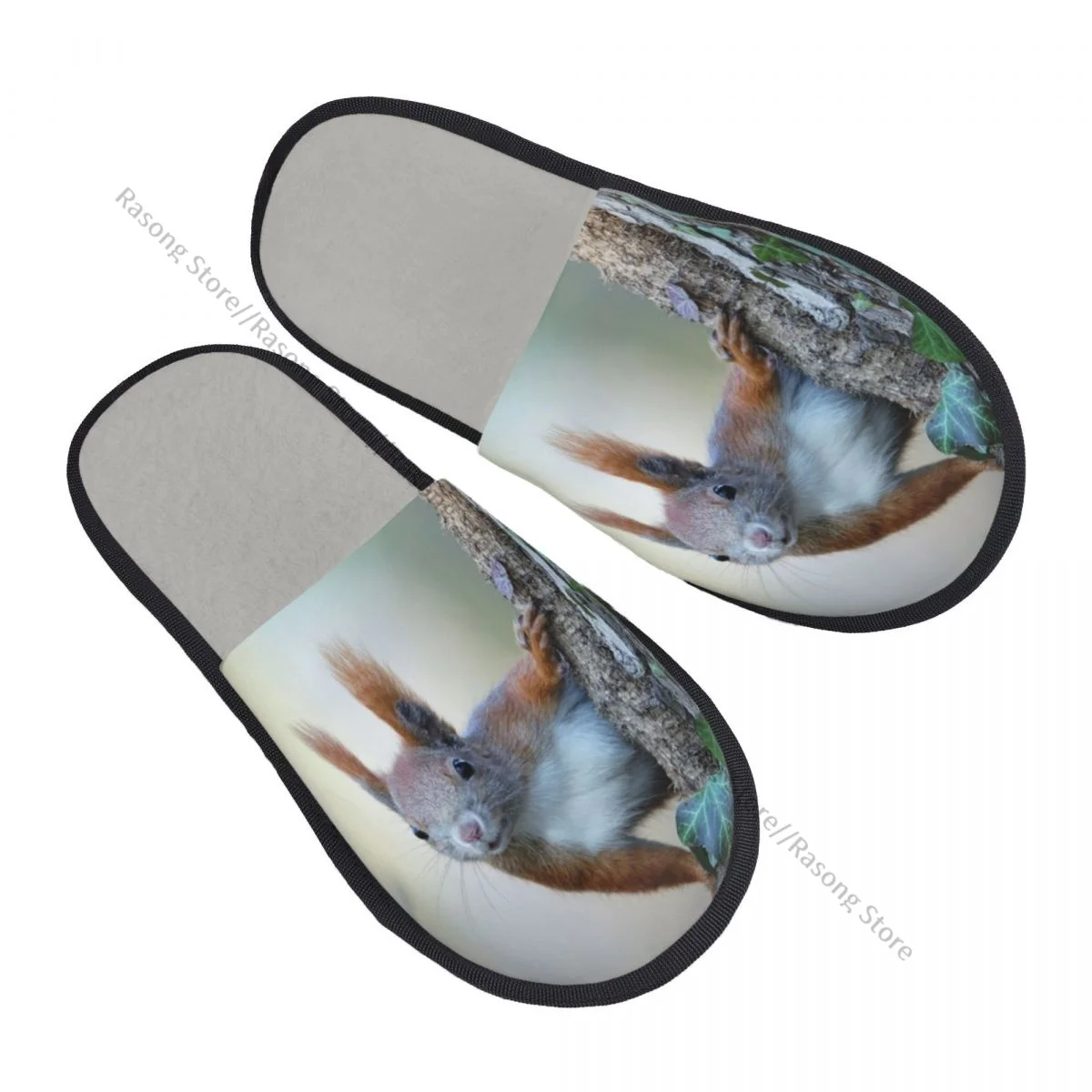 

Fur Slipper For Women Men Fashion Fluffy Winter Warm Slippers Squirrel On Tree House Shoes