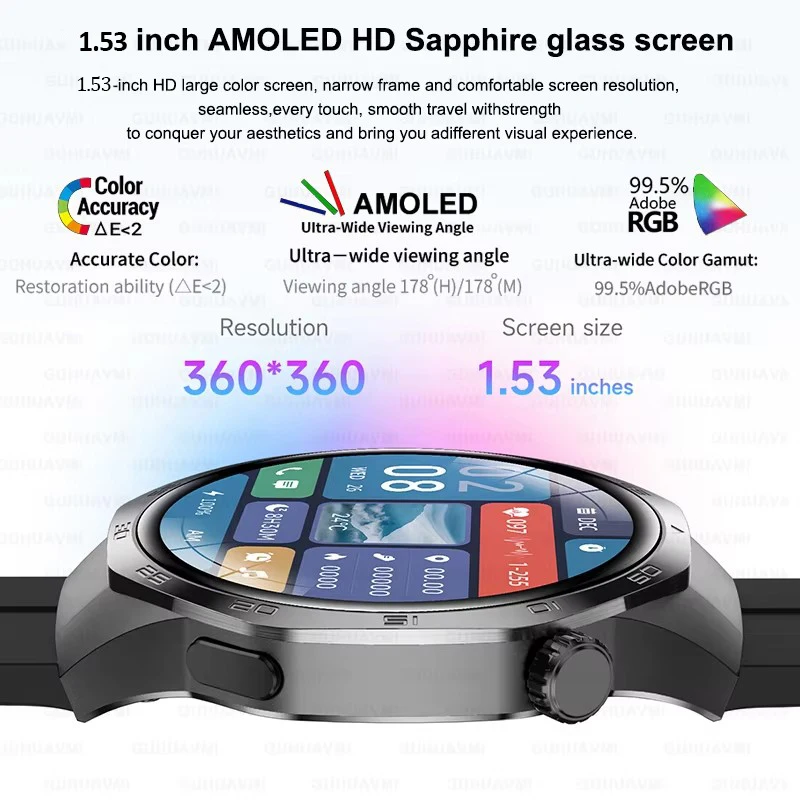 2025 New Watch GT5 Pro Smart Watch 1.53“ AMOLED Screen NFC GPS Tracker BT Call Health Waterproof Smartwatch Men Women For Huawei 5