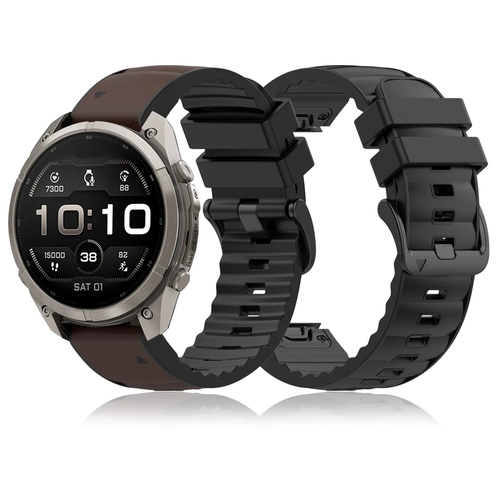 Premium Leather & Silicone Strap for Garmin Smartwatches - QuickFit Sports Band