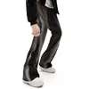 High street hip-hop Gradual change Jeans Zipper slit flared trousers design Straight leg Pants casual men and women jeans 5023 6