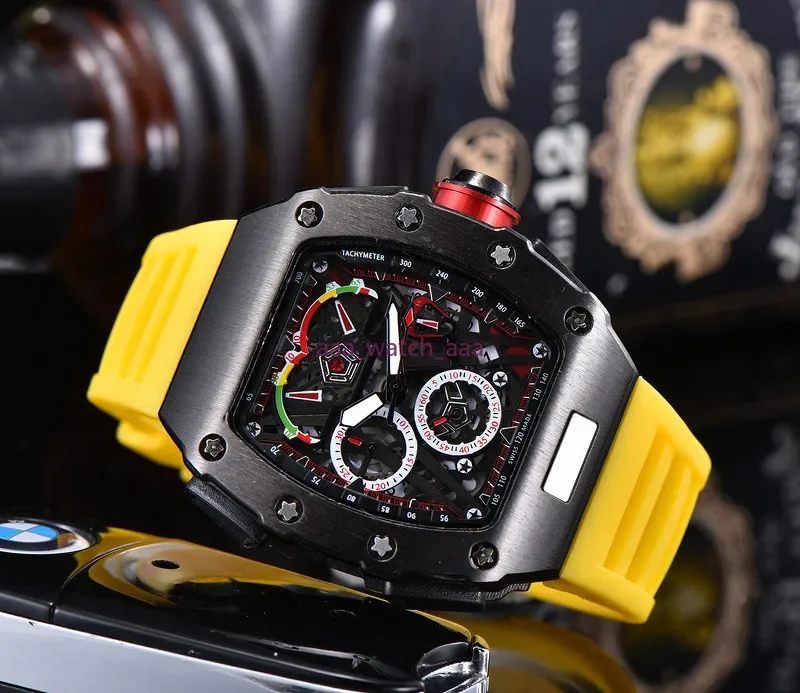 

Men luxury watch rm brand fashion personality barrel shape skeleton watch quartz stopwatch monterey