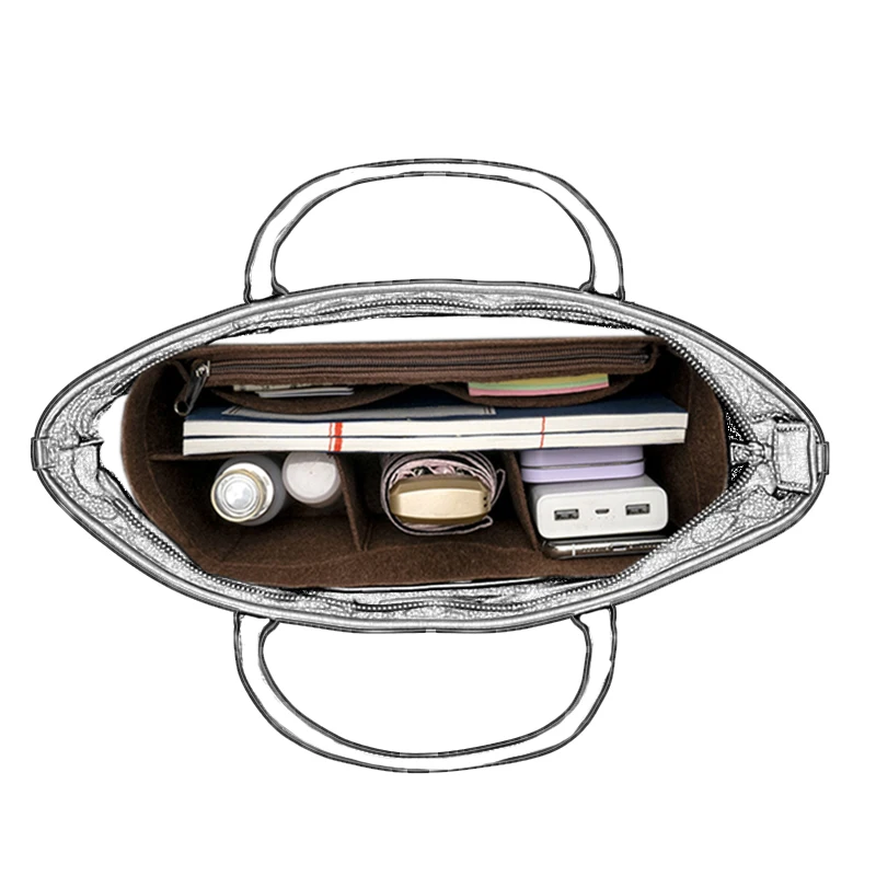 Felt Insert Bag Organizer for COCH CITY Tote Makeup Handbag Organizer Travel Inner Purse Portable Cosmetic Inside Bags 6