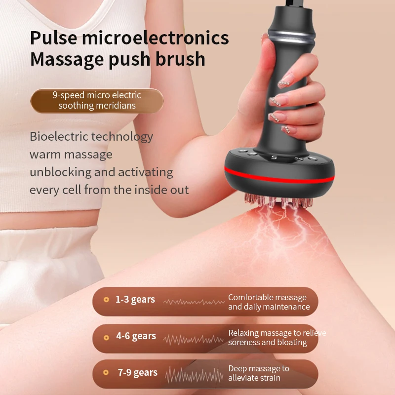 Electric Meridian Brush Gua Sha Body Massager Vibrate Microcurrent Hot Compress Scraping Lymphatic Drainage Machine Fat Burner 4