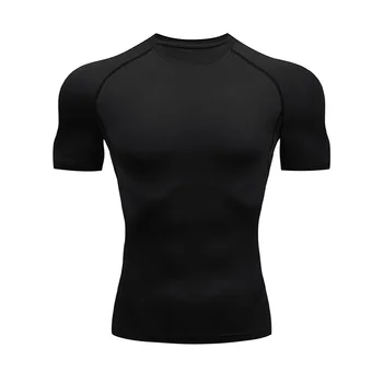 T-shirt sportiva attillata per bodybuilding da uomo T-shirt estiva con o-collo a compressione Palestra Fitness T-shirt da corsa ad asciugatura rapida Top da allenamento maschile