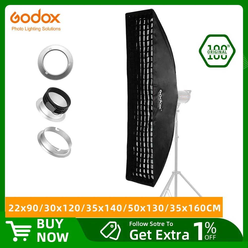 Godox Softbox Bowens Mount + Grid - 35x160cm - Kamera Express