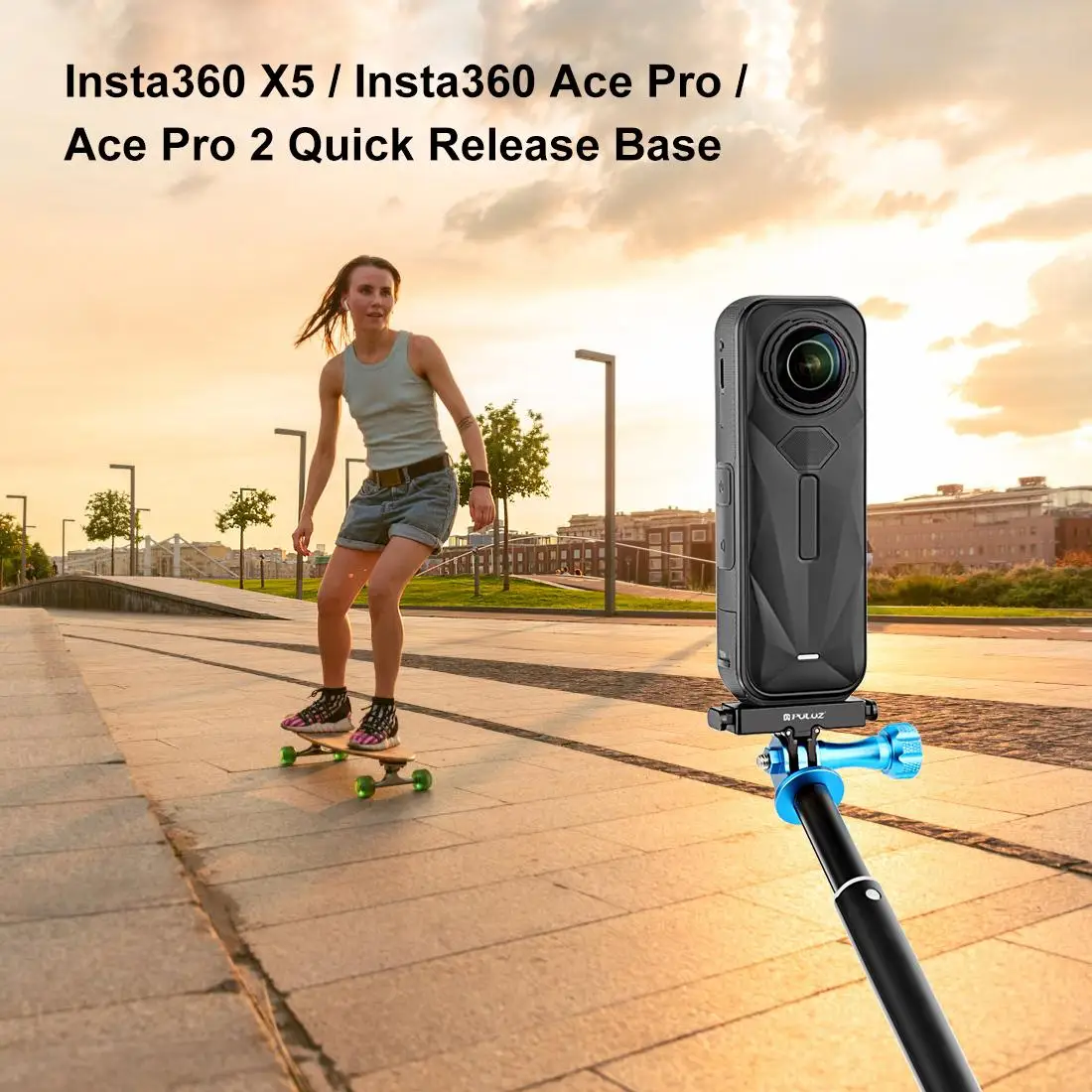 For Insta360 X5 /  X4 Air / Ace Pro / Pro 2 PULUZ Aviation Aluminum Quick Release Base Adapter Bracket