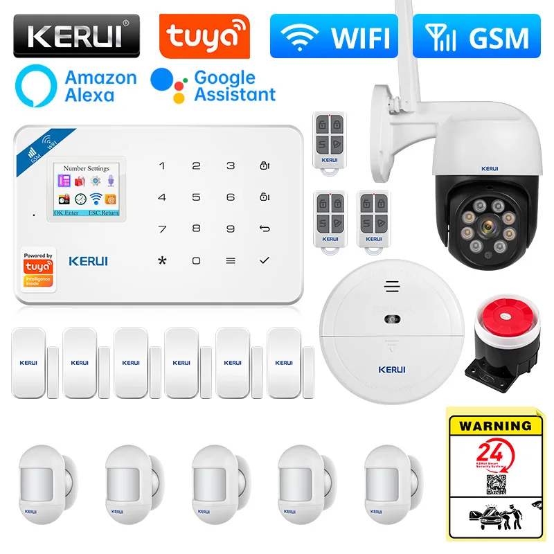 

KERUI W181 сигнализация WIFI GSM сигнализация Tuya умный дом Комплект Поддержка Alexa датчик движения Детектор датчик двери сирена