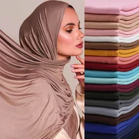 2024 New Muslim Women Jersey Hijab Scarf Solid Color Head Wrap Fashion Headscarf Turban Islam Veil Flexible Premium Modal 1