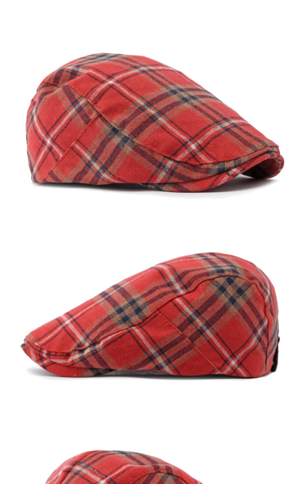 HT4628 Baskenmützen Neue Frühling-Sommer-Sonnenkappen für Herren und Damen Künstler-Malermütze Karierte Baskenmütze Vintage Ivy Flatcap Unisex Baskenmütze – Detail 6