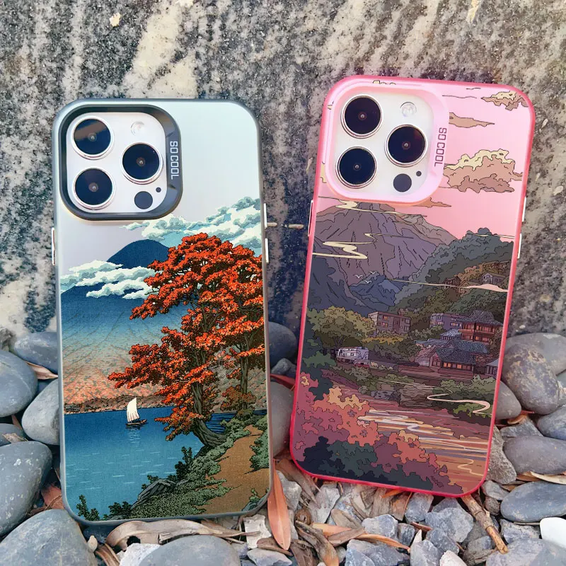 Japan Series Aesthetic Landscape Phone Case - Scenery Back Cover with Laser Design