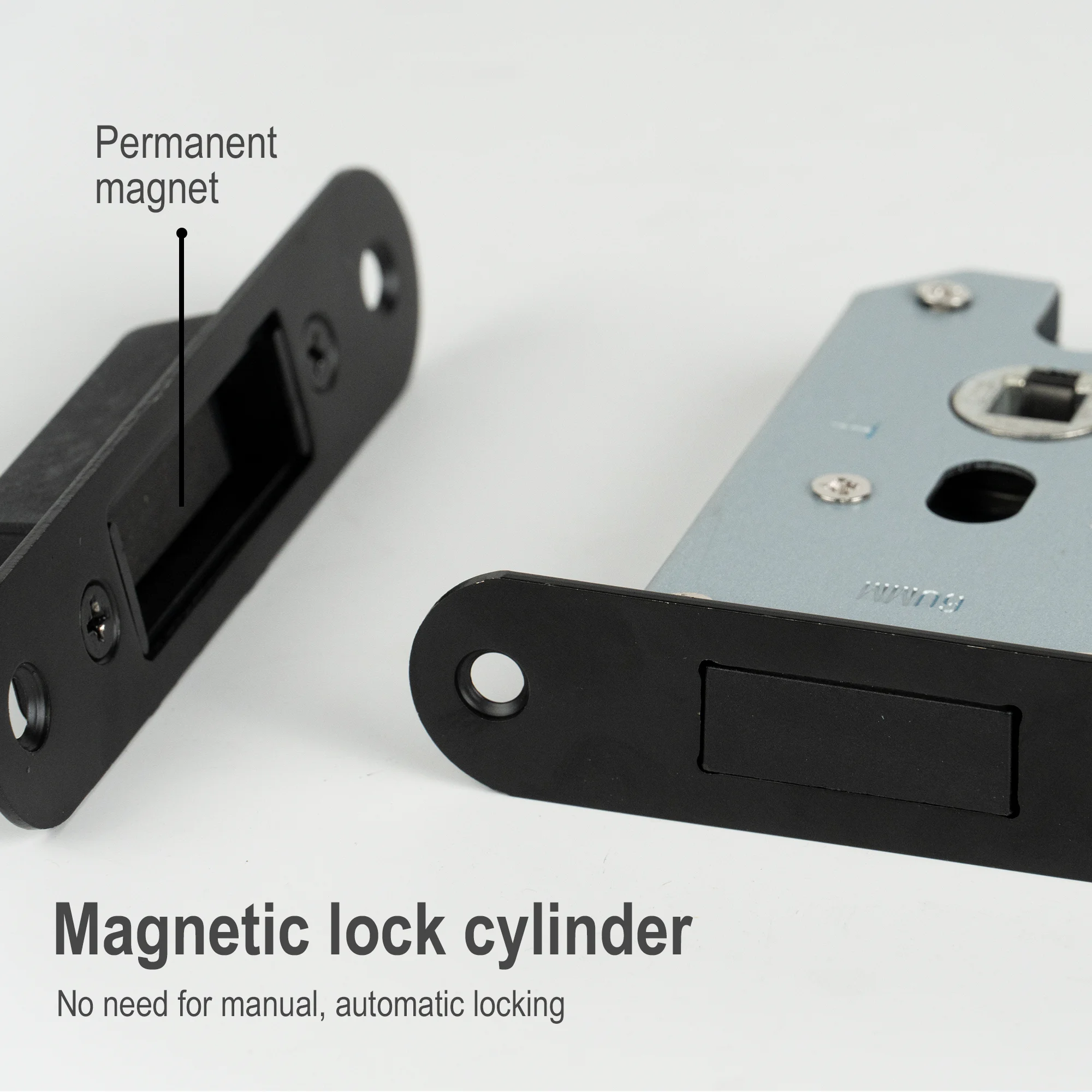 VERQNI MANIGLIE & ACCESSORI JL-01 Minimalist Matte Black Mute Rectangle Modern Aluminium Door Handle Magnetic suction Lock