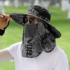 Anti-UV Wide Brim Sun Hat With Face Mask Adjustable Agricultural Work Hat Outing Hiking Fisherman Hat Breathable Beach Bucket 1