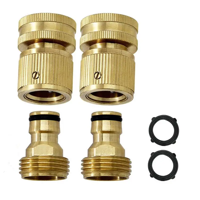 

Garden Hose Quick Connect Solid Brass Faucet Connector Adapter Hose Fitting For Faucets Lawn Sprinklers Watering Devices Easy