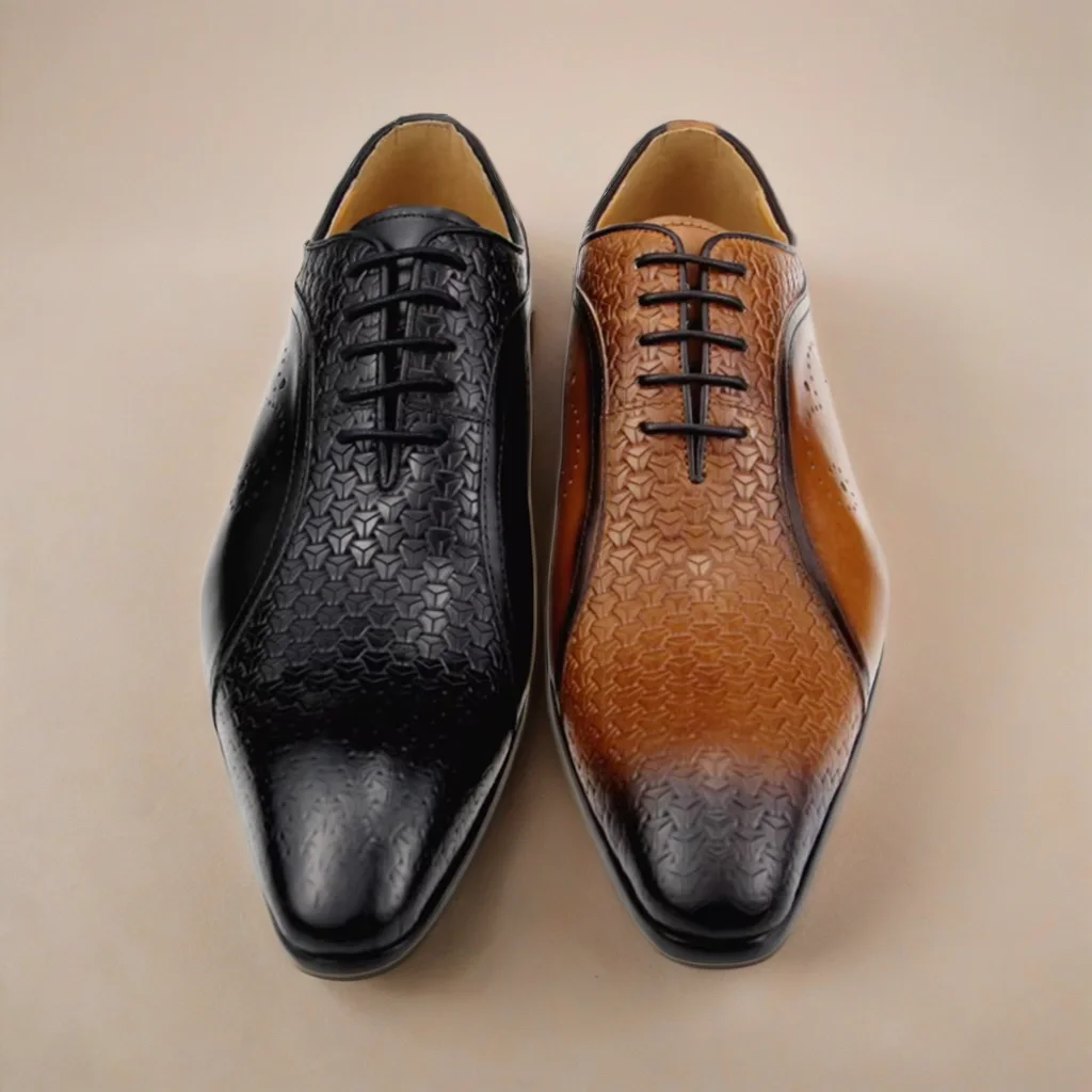 chinese dress ladies Business Luxury Oxford Shoes Men Breathable Leather, Brown PU Leather / 9.5