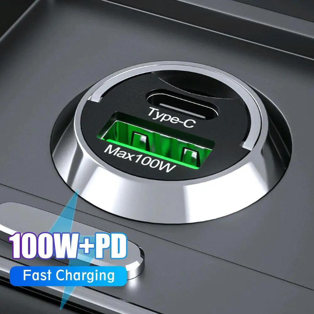 100 واط شاحن سيارة أخف PD شحن سريع USB نوع C سيارة...