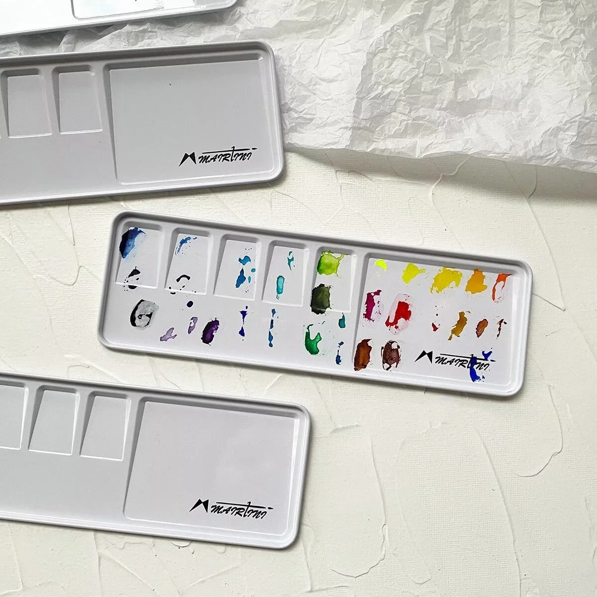 Mairtini Mini Metal Palette Watercolor Acrylic Oil Paint Palette Portable Box Paint Tray Metal Pallet Drawing Supplies