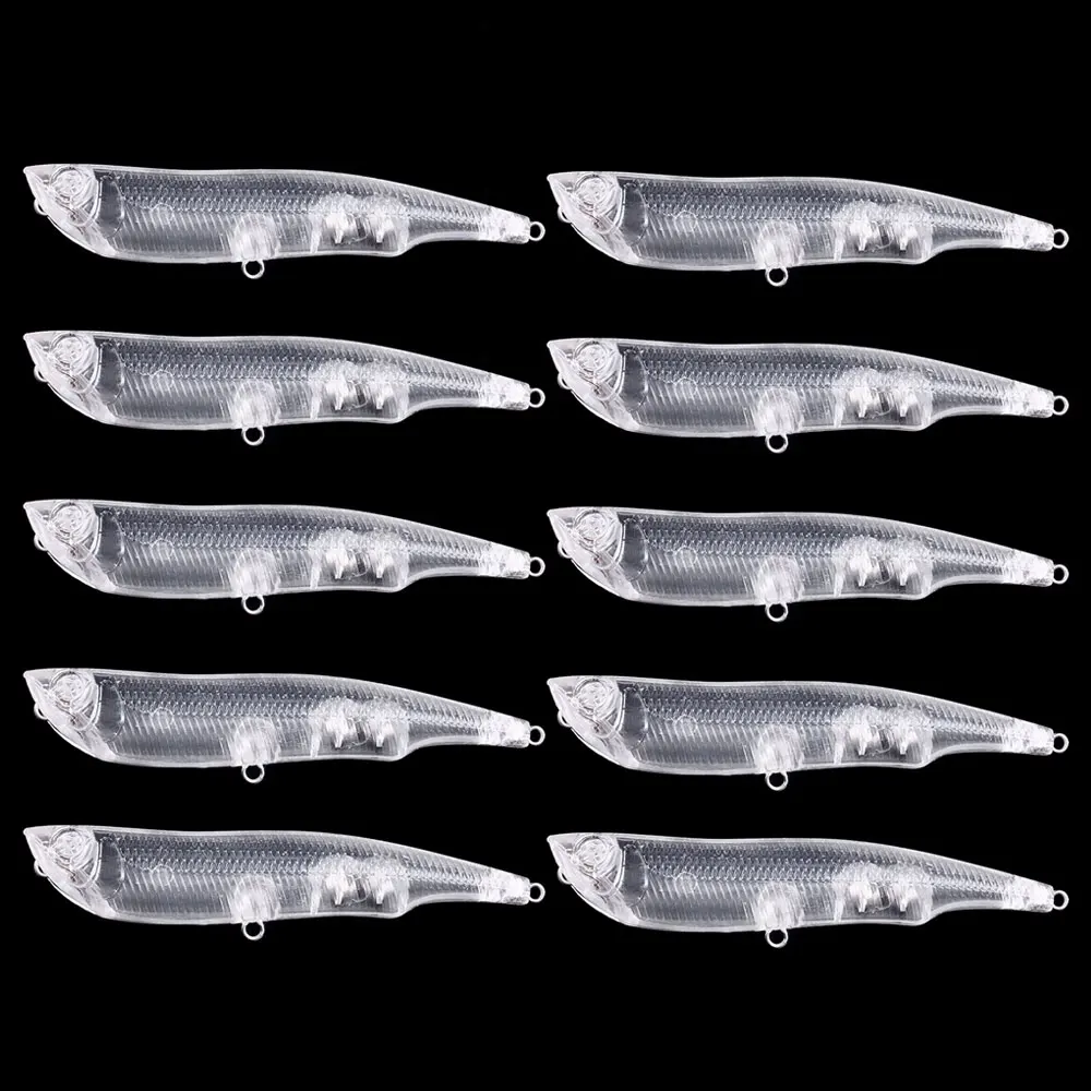 

HENGJIA 10PCS Blank Lure Unpainted Popper Isca Artificial Bait 10.5CM-14.7G-4# Topwater Wobbler Unpainted Pesca Fishing Tackle