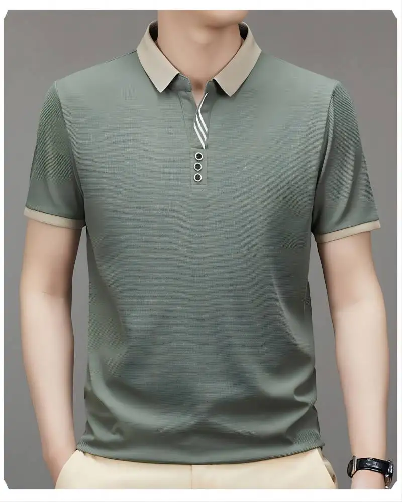 Summer Mens Jogging Polo Shirts Short Sleeve Shirt Luxury Top Casual Lapel T-shirt Men Breathable Lightweight T Shirt Homme ﻿