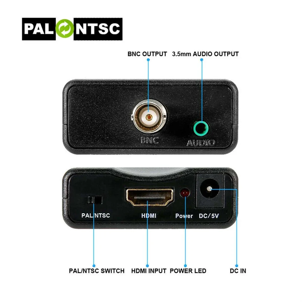 HDMI-compatible to BNC Adapter 1080P Composite Video Signal Converter Multimedia