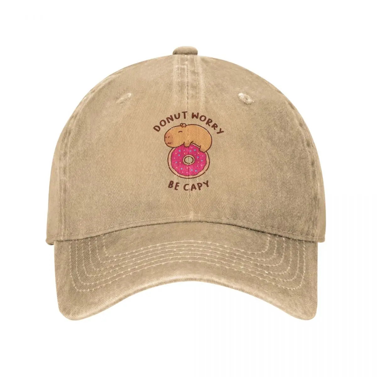 

Capybara On A Donut, Don't Worry Be Happy, Be Capy Baseball Caps Denim Hats Adjustable Casquette Hip Hop Baseball Cowboy Hat