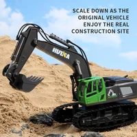 HUINA RC Excavator 1/18 11CH Rechargeable Remote Control Car 1558 Rotating Model Outdoor Toys with Light Kids Gifts TH20314 1