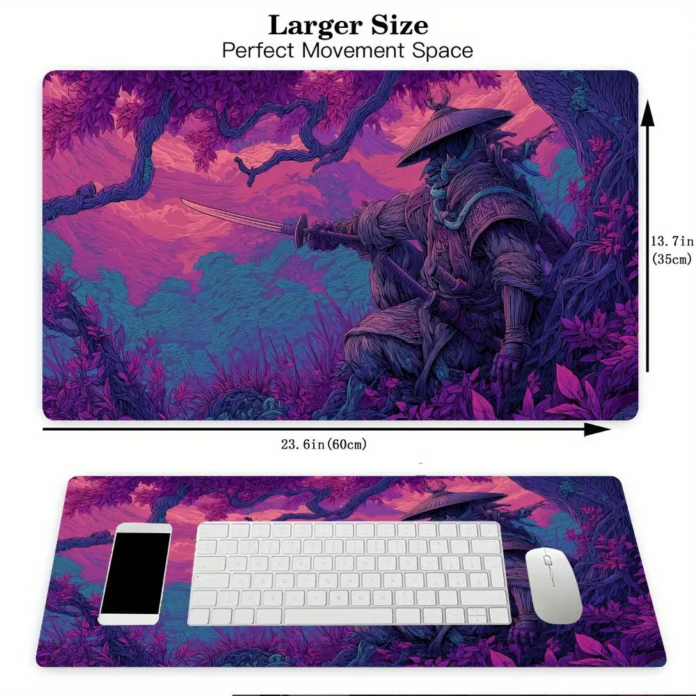 Cyberart Style Fantasy Samurai Design TCG Playmat Magic Card Battle Mat 35X60CM Tapete Magic Mat Non-Slip Durable Stitched Edge - 4