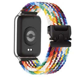 Parachute Braided Nylon Solo Loop Strap - Sport Bracelet - Redmi Watch 6 5 4 (Official rainbow - S)