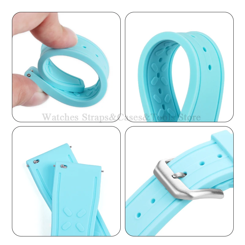Premium Silicone Watch Strap - Quick Release Rubber Sport Band 20mm 21mm 22mm