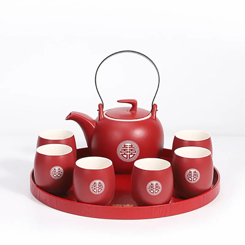 Chinese Tea Cup Set for Wedding, Red Tea Set, Sancai Cover Bowl, Wedding Supplies