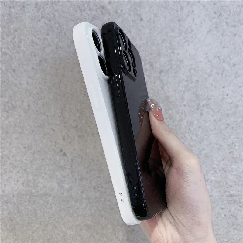 Luxury Ultra Thin Silicone Soft Case - Solid White & Black TPU Bumper Design