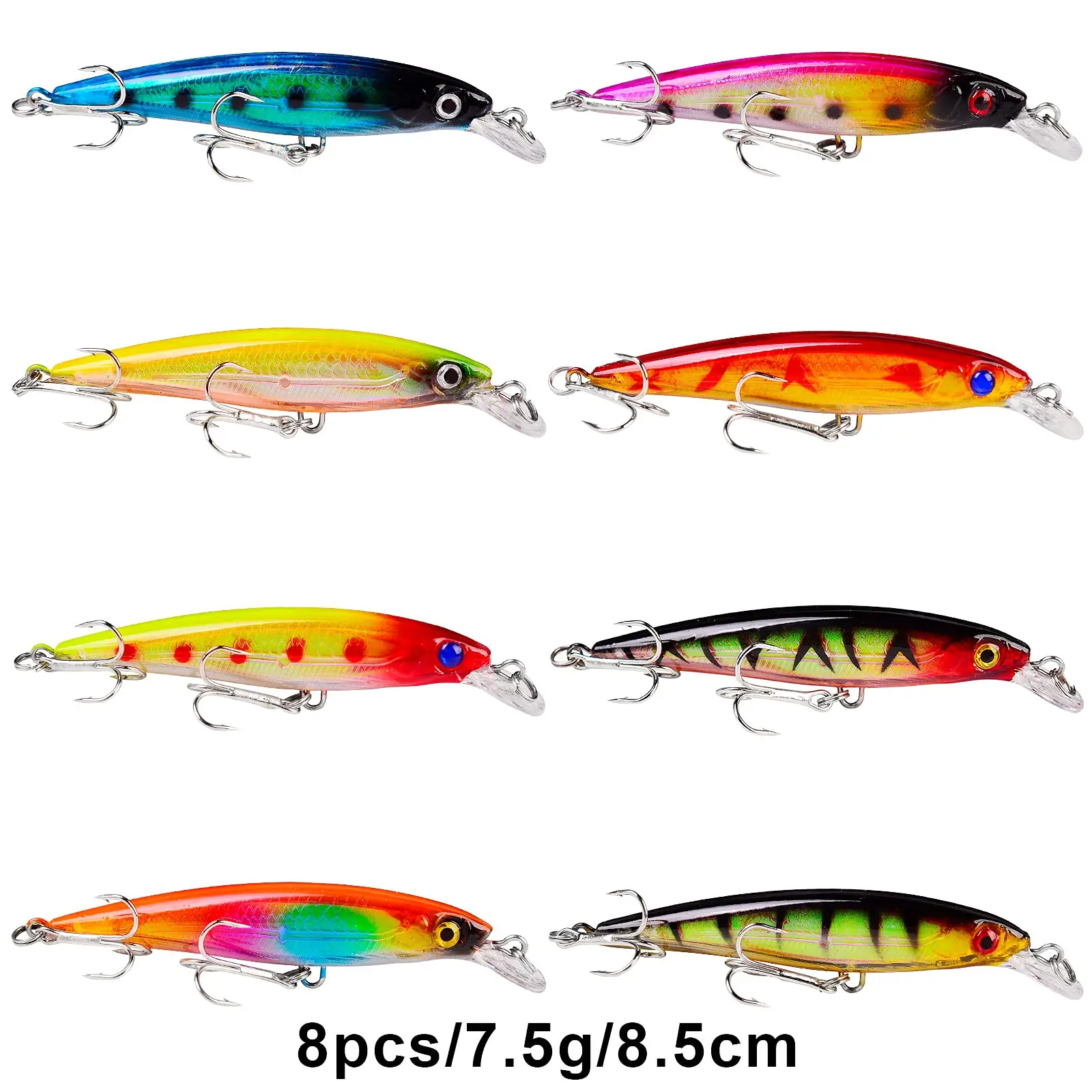 

ALASICKA 5-10pcs Mixed Colors Minnow Popper Wobbler Crankbaits Artificial Plastic Hard Bait Fishing Lure Set Kit Fishing Tackle