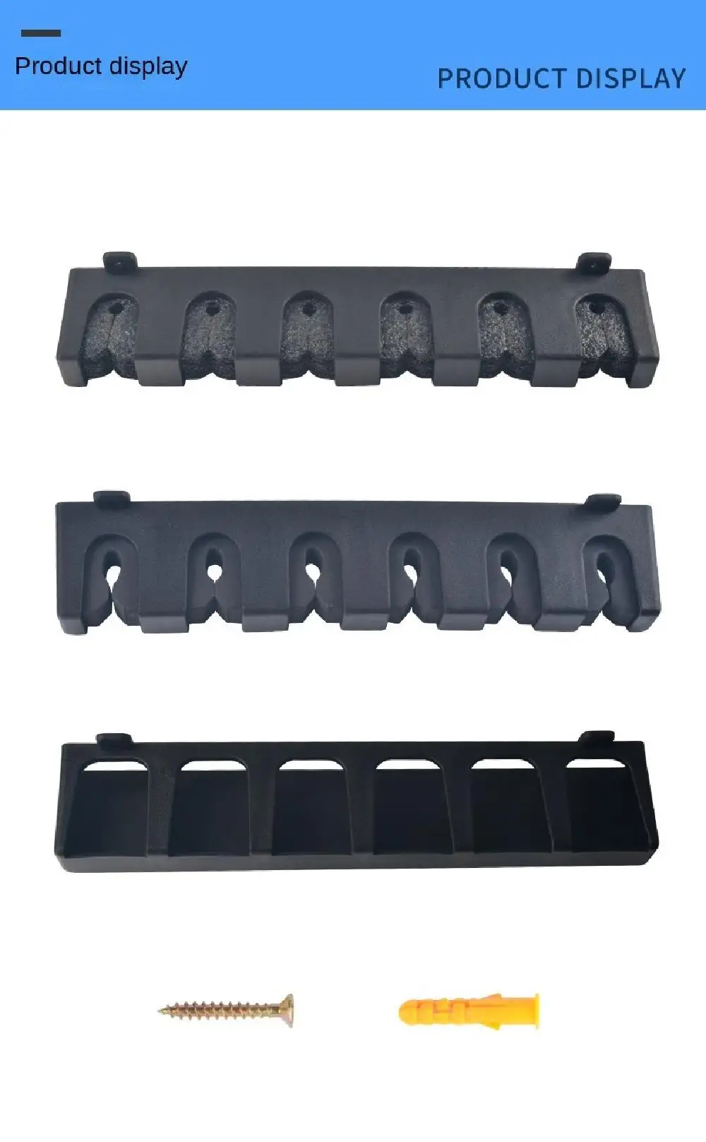 Description Picture 4 of item6 Hole Fishing Rod Holders Wall Mount Universal Fishing Rod Display Stand Save Space Vertical/Horizontal