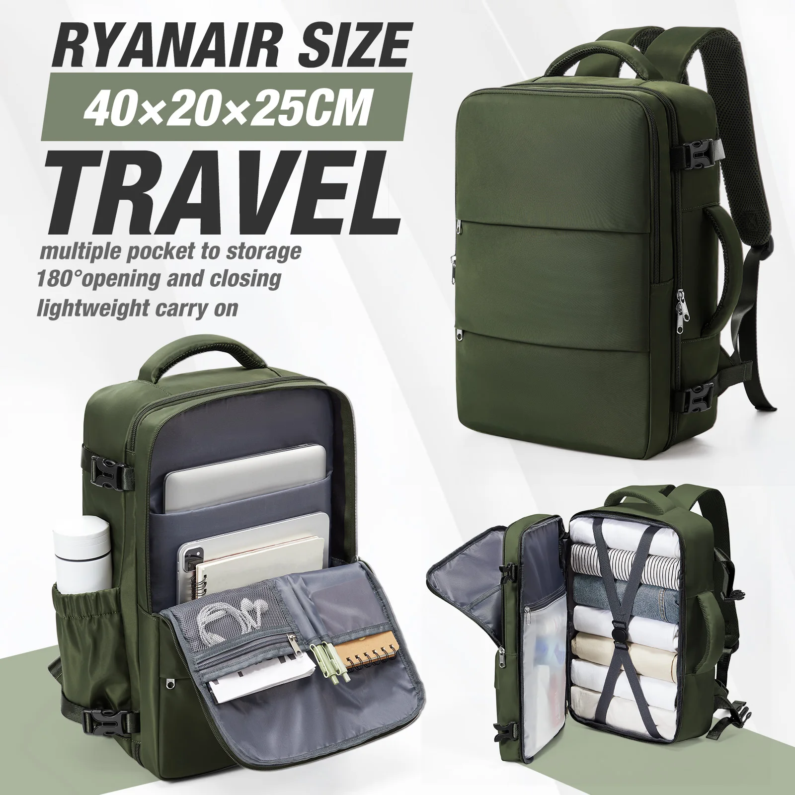 תיק קבינה למזוודה Ryanair 40x30x20, תיק 40x30x20 לגברים ונשים בגודל 15.6 אינץ', תיק מחשב נייד לעסקים ונסיעות, תיק גב לבית הספר ולקולג'