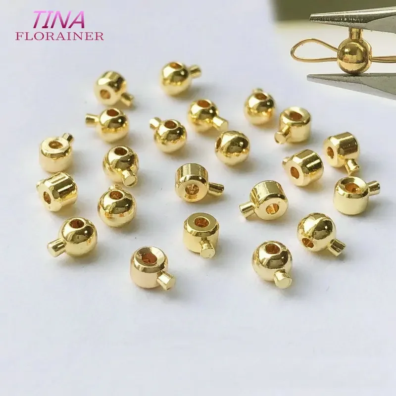 Großhandel Kugelendkappe für Memory-Draht, 2,4 x 3 mm, 18 Karat vergoldetes Messing, Metall-Quetschperlen, Endperlen, Erkenntnisse für die Schmuckherstellung