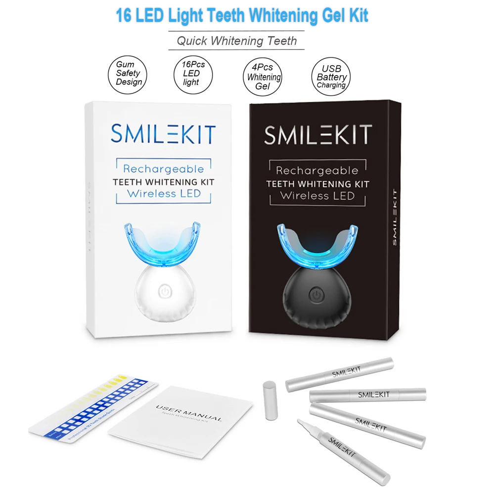 Dental Teeth Whitening Kit Mini 16 LED Cold Light 35% Carbamide Peroxide Gel Tooth Whitener Bleaching Pen Oral Tray Device Set teeth whitening gel teeth whitening kit