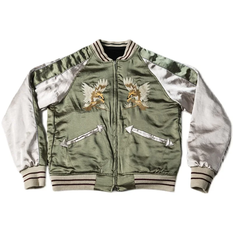 Non Stock Suka Reversible Souvenir Jacket Embroidered Sukajan Baseball Outerwear 5