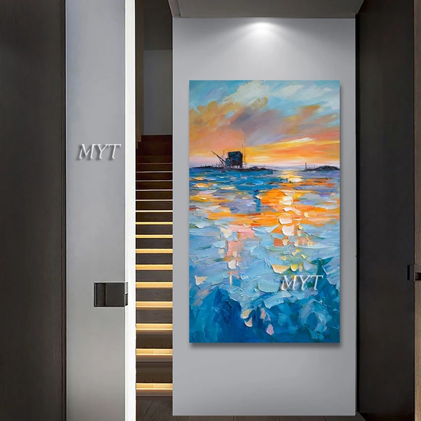 

Palette Knife Abstract Landscape Oil Painting Large Canvas Art Wall Picture For Restaurant Frameless Home Interior Decor
