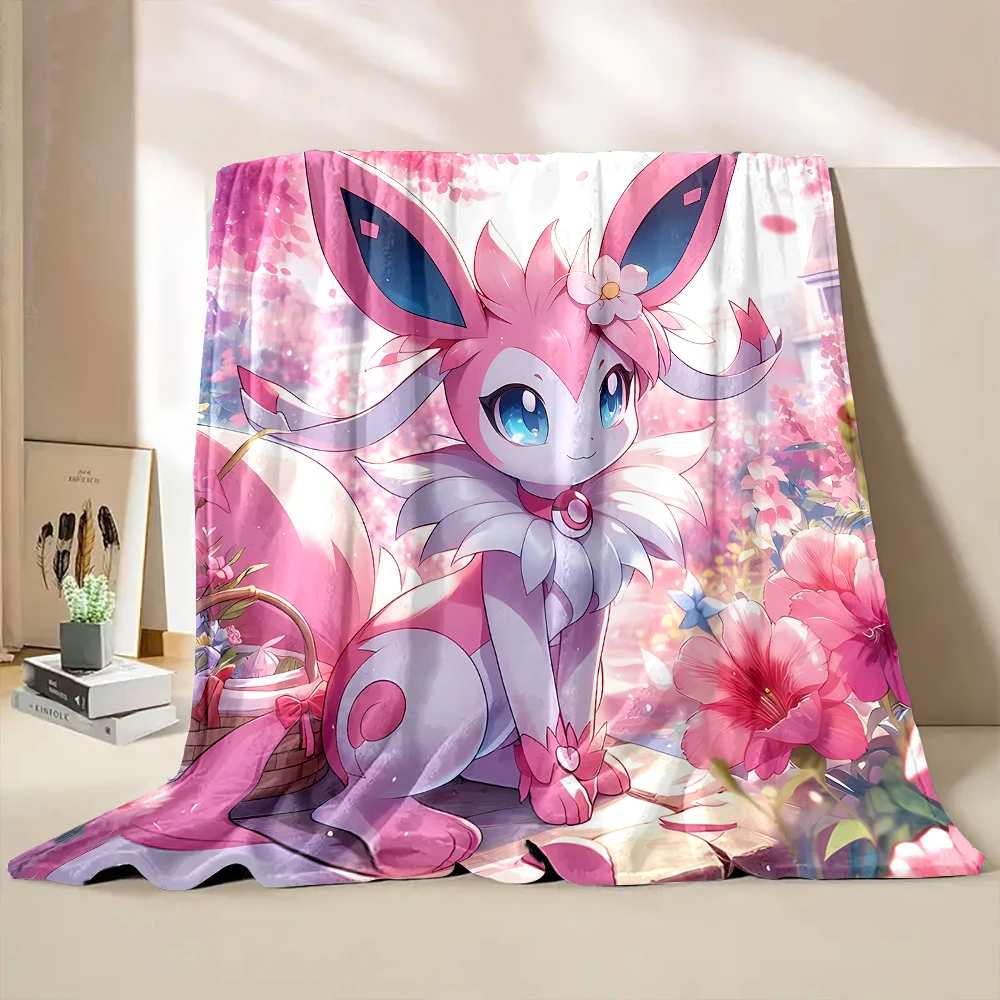 Pokemen Eevee Cartoon Umbreon Flannel Blanket Figures Home Sofa Lunch Break Blanket Children Student Christmas Kids Gift welding protective blanket,fire blanket,fiberglass fire blanket,thermal blanket