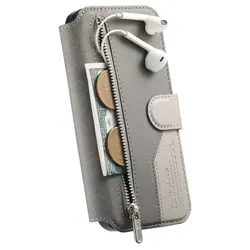 2 - in - 1 Detachable Zipper Leather Wallet with RFID Protection - Luxury Flip Case - Poco F8 Ultra (GRAY)