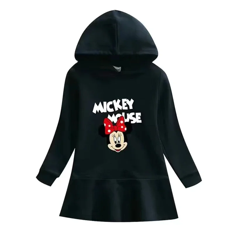 Spring Hooded Dresses Minnie Mickey Mouse Daisy Clothes Kids Girls Coat Sweatshirt Long Sleeve T Shirts Outfit Children Outwear