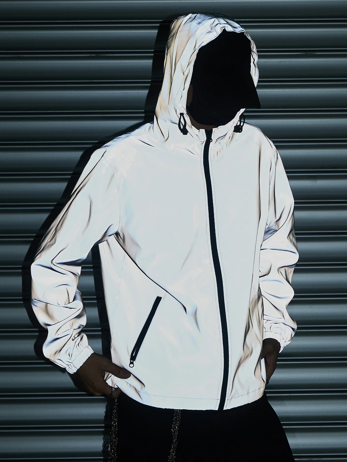 Night Reflective Clothes Men's Hooded Jacket Outdoor Run Casual Windproof Coat Couples Hip-hop Streetwear S-5XL