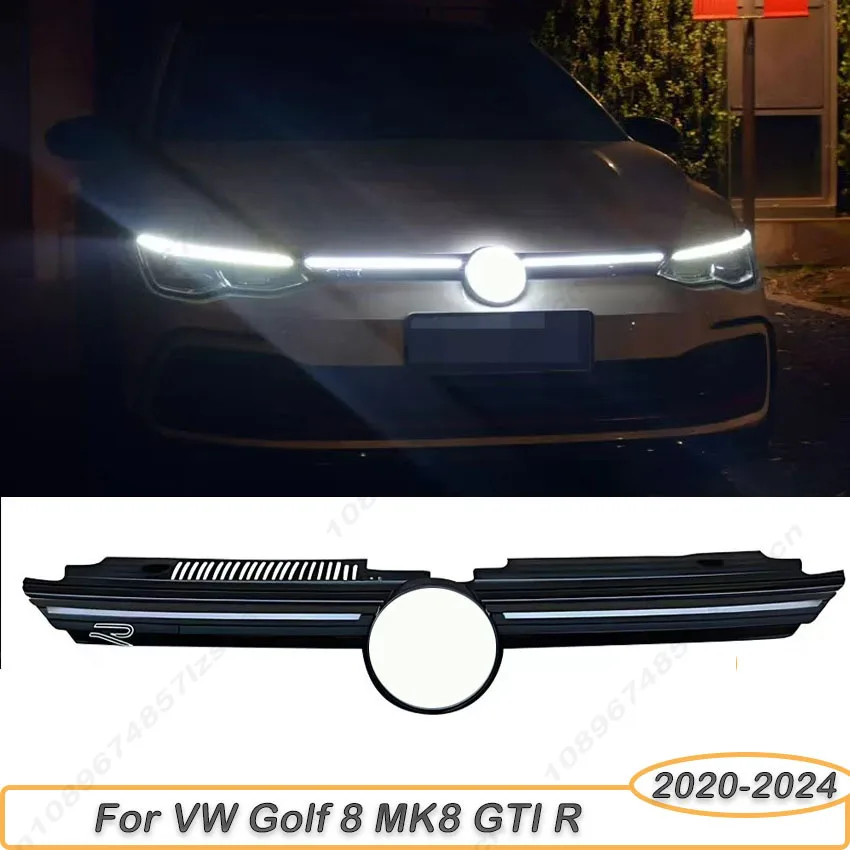 폭스바겐 골프8 MK8 2020-2024 GTI R-라인 차량용 프론트 그릴 및 램프 헤드라이트 다이나믹 라이트 LED 조명 그릴 센터 바디 키트 튜닝