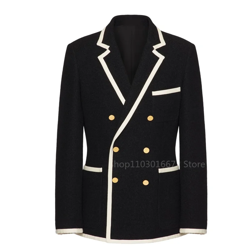 Black Blazer Men Fashion Jacket Wedding Casual Business Elite Gathering Double Breasted Coat men suits jackets autumn outsuit