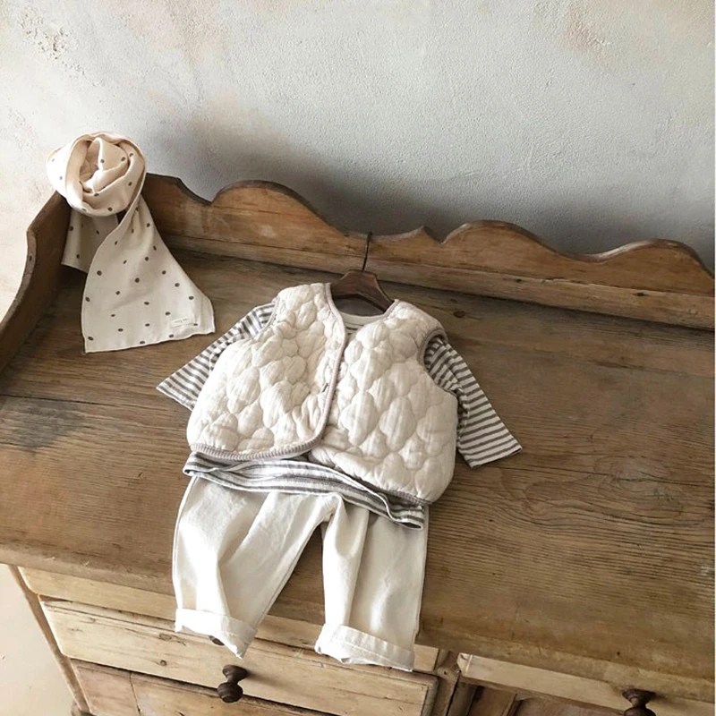 Winter Newborn Baby Boys And Girls Cotton Vests Children Casual All Match Waistcoat Sleeveless Warm Baby Solid Coat Clothes
