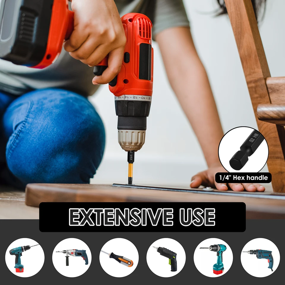 20 Pezzi Chiave A Brugola A Testa Esagonale Set Di Punte Da Trapano 1/4 Pollici Cacciave SAE Metrico S2 Adattatore Di Estensione Per Cacciave In Lega Di Acciaio - Foto 6