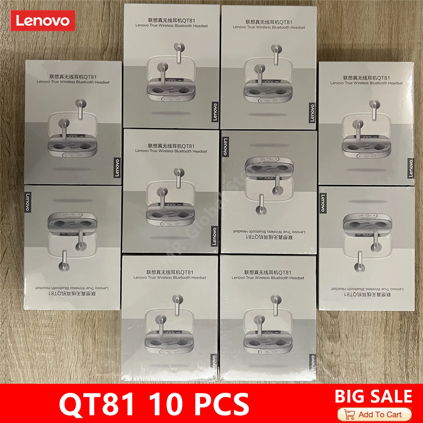 

10 Pcs Lenovo QT81 Wireless Headphone Stereo Sports Earbuds Headsets with Microphone Bluetooth Earphones HD Call 1200mAh