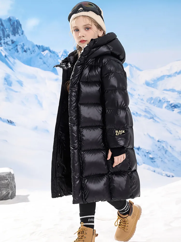 

off-Season New Children's Long Black Gold Padded down Jacket Winter over-the-Knee Boys and Girls Small Volcano Cotton-Padded Coa