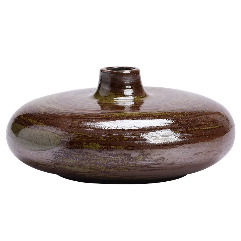Ceramic Vase Flat Mouth Flower Vase Flower Pot Floral Arrangement Accessories Potted Home Decoration Accessories Terrarium 6