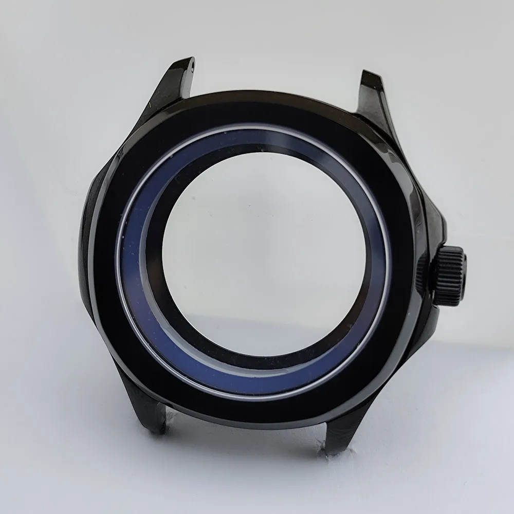 Black Steel Watch Case with Sapphire Glass and Chapter Ring, 39.5mm